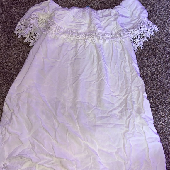 white off the shoulder swim suit cover dress - Picture 2 of 3